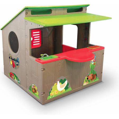 Plastic speelhuisje met toonbank Arthur - Kindertuinhuisje met stickers